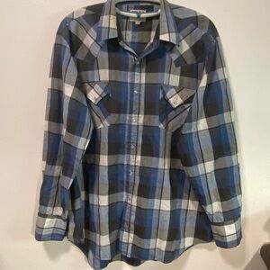 ELY Cattleman Shirt Men XL Western Cowboy‎ Pearl Snap Long Sleeve Collared